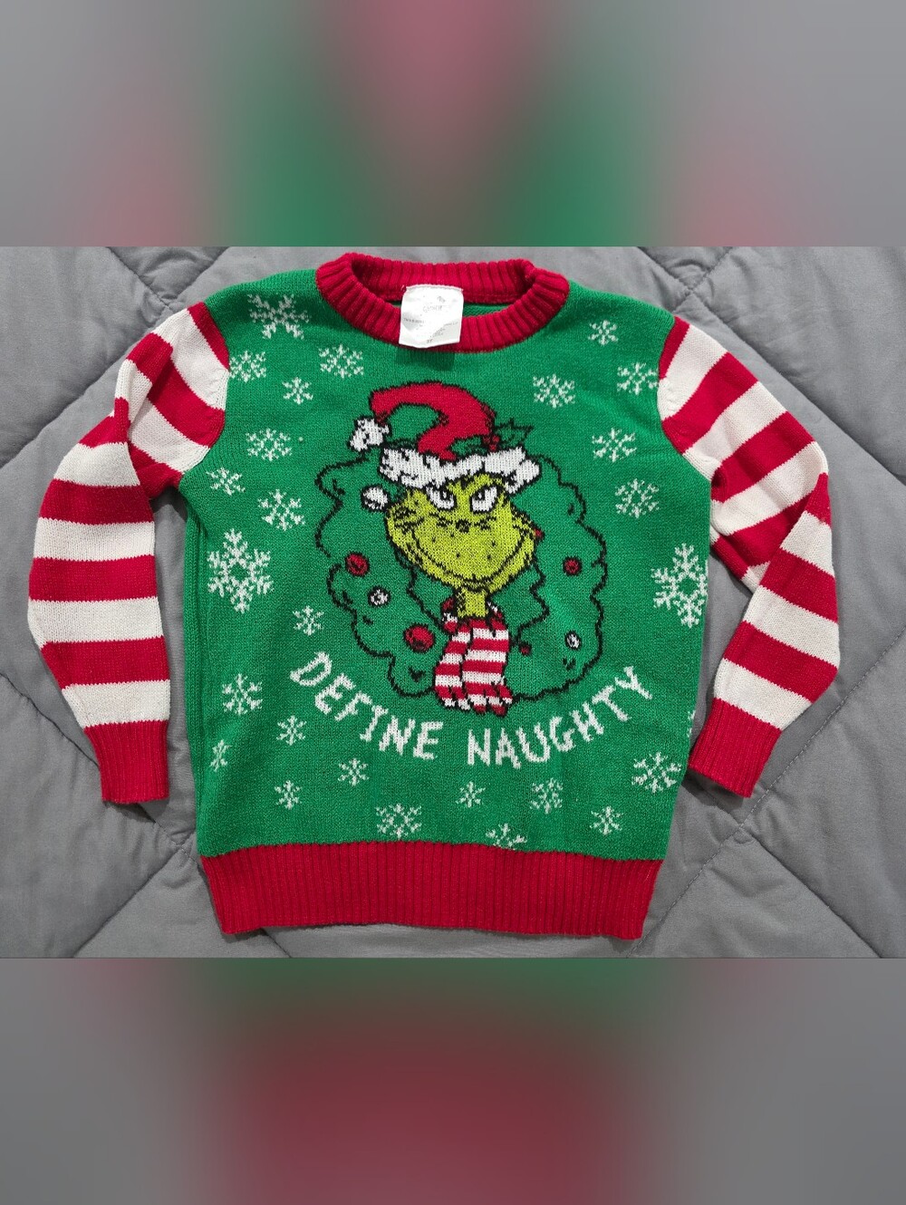 The GRINCH size 3T Kids Green 'Define Naughty' Grinch Holiday Sweater